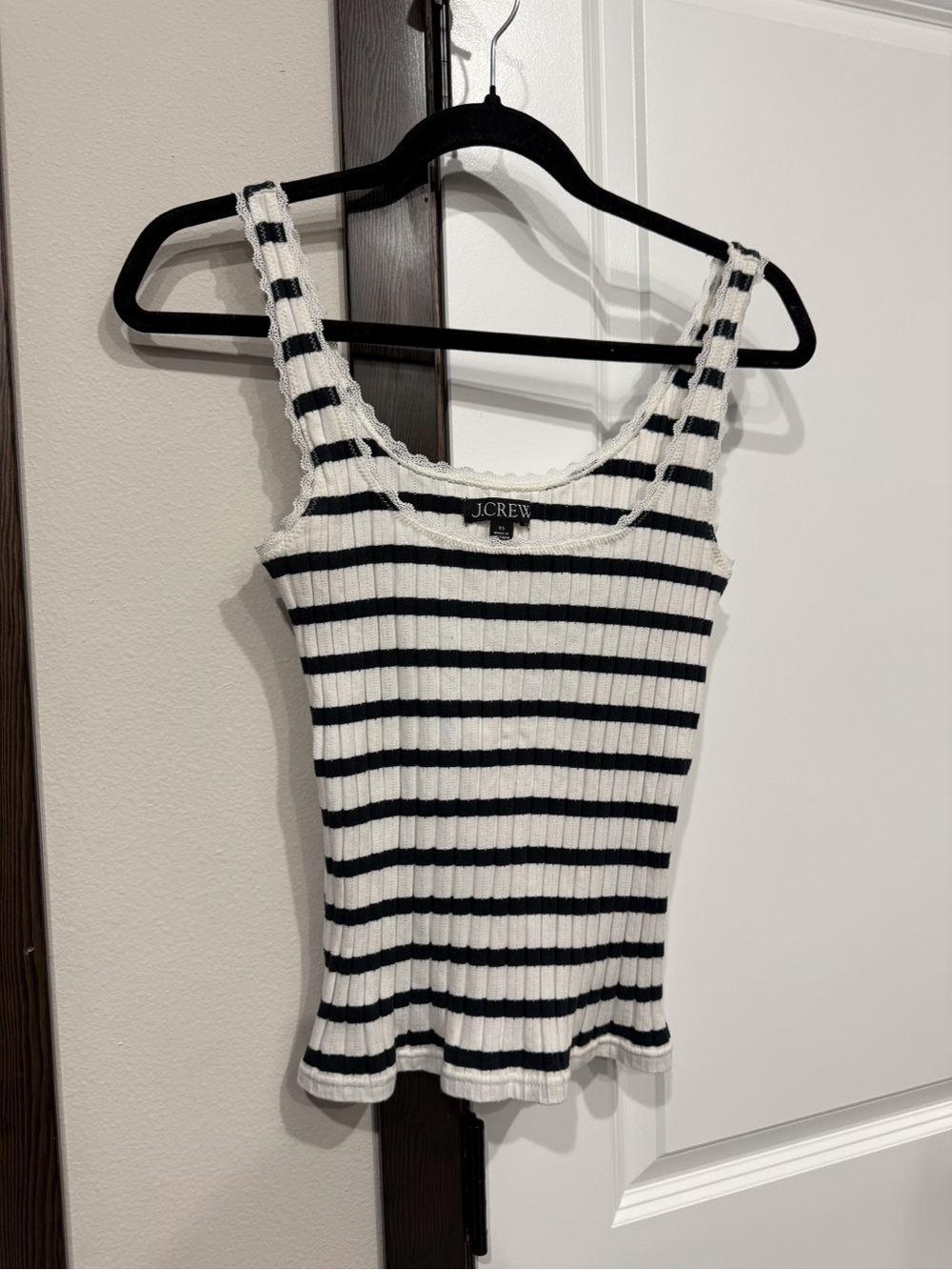 J. Crew Black and White Ribbed Stripe Tank